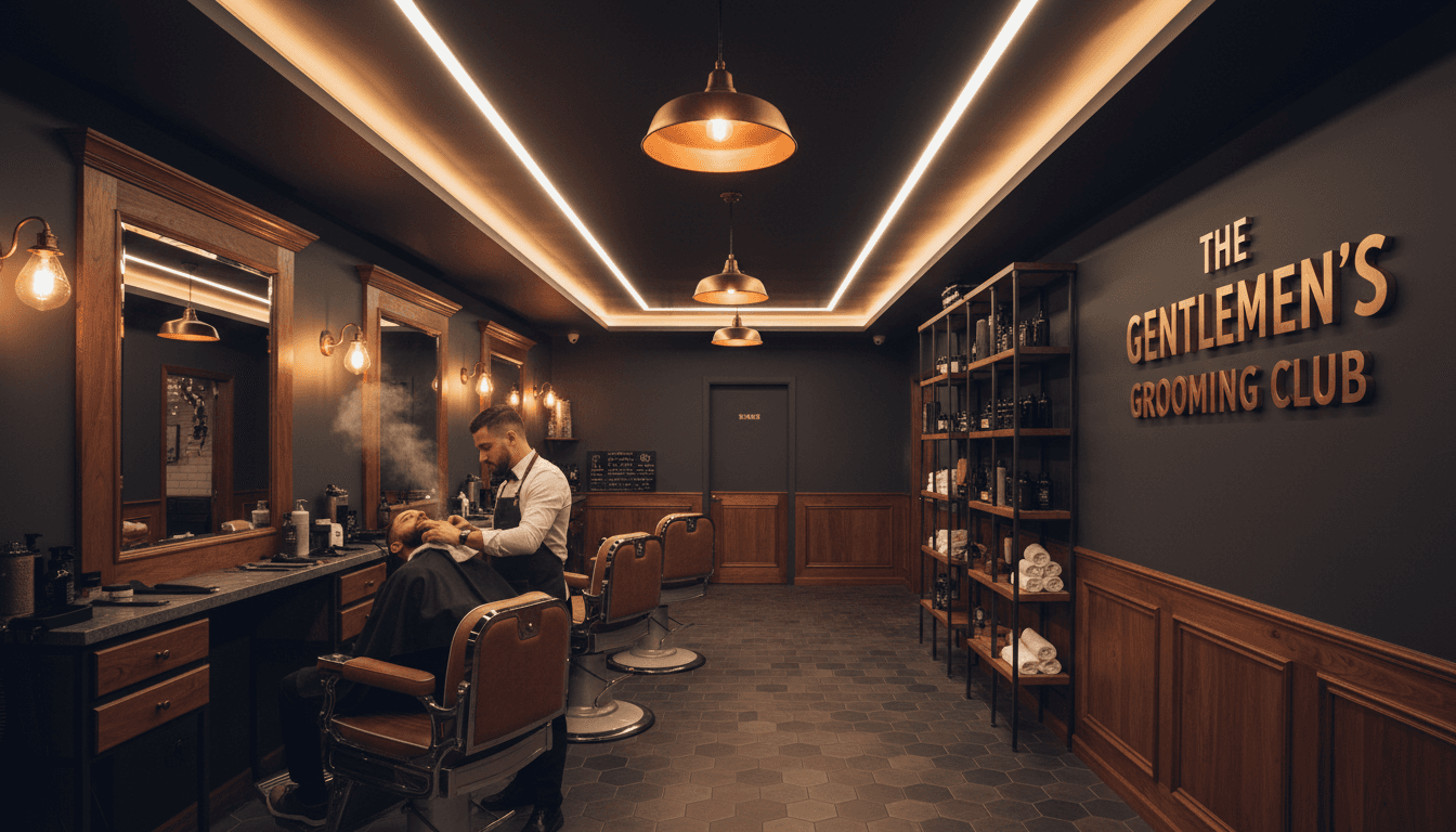 Classic barber chair in a moody, well-lit barber shop